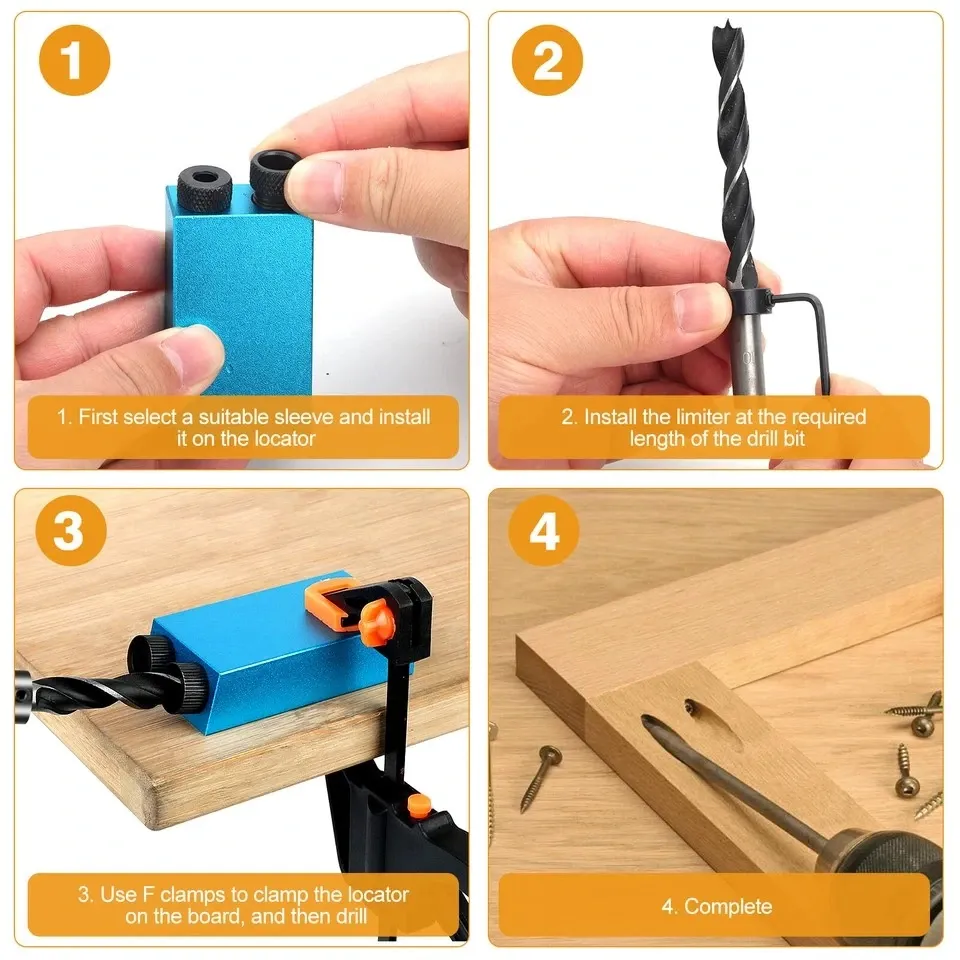 15Pcs Pocket Hole Jig 15 Degree Angle Oblique Hole Locator Dowel Drill Guide Kit5.webp